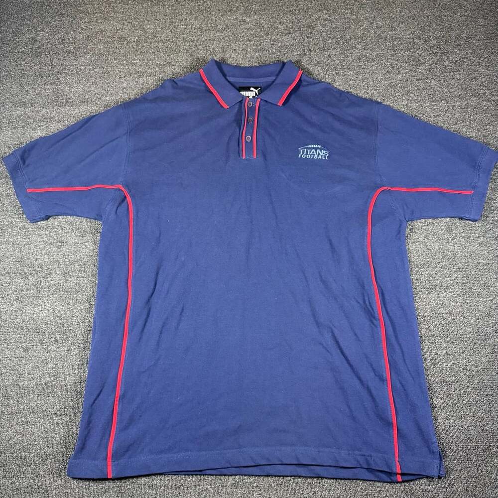 Vintage Puma Titans Football Blue Red Polo Shirt XL
